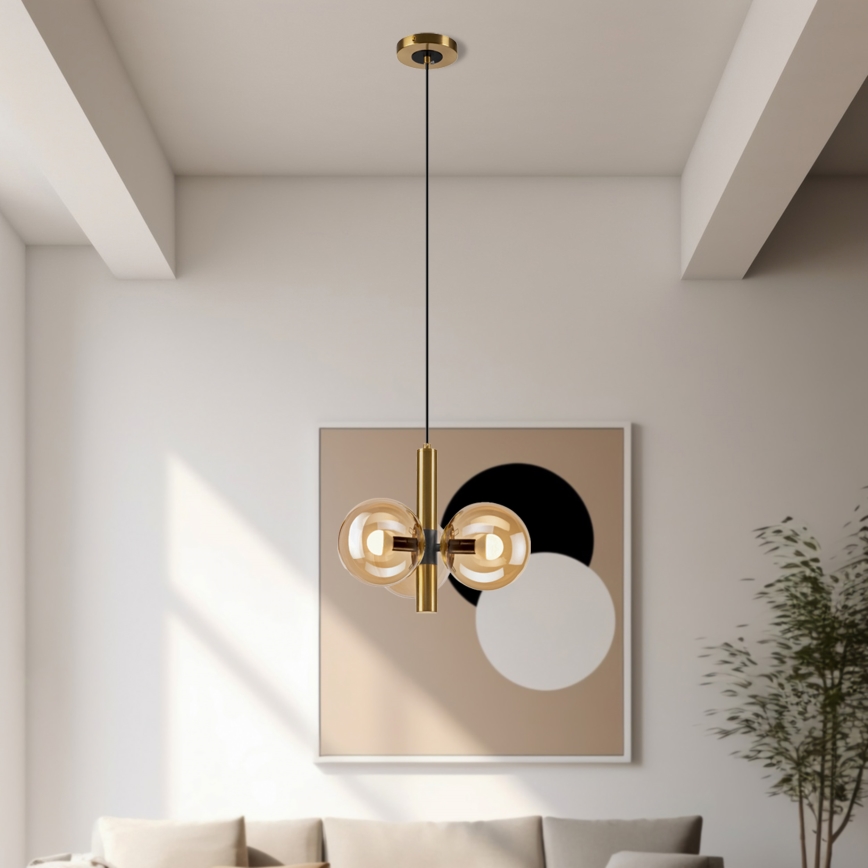 Hängeleuchte ROLLO 3xE14/5W/230V golden/rauchig beige