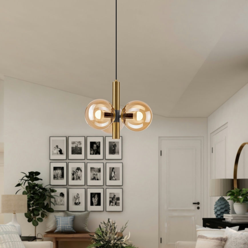 Hängeleuchte ROLLO 3xE14/5W/230V golden/rauchig beige