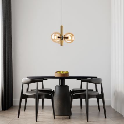 Hängeleuchte ROLLO 3xE14/5W/230V golden/rauchig beige