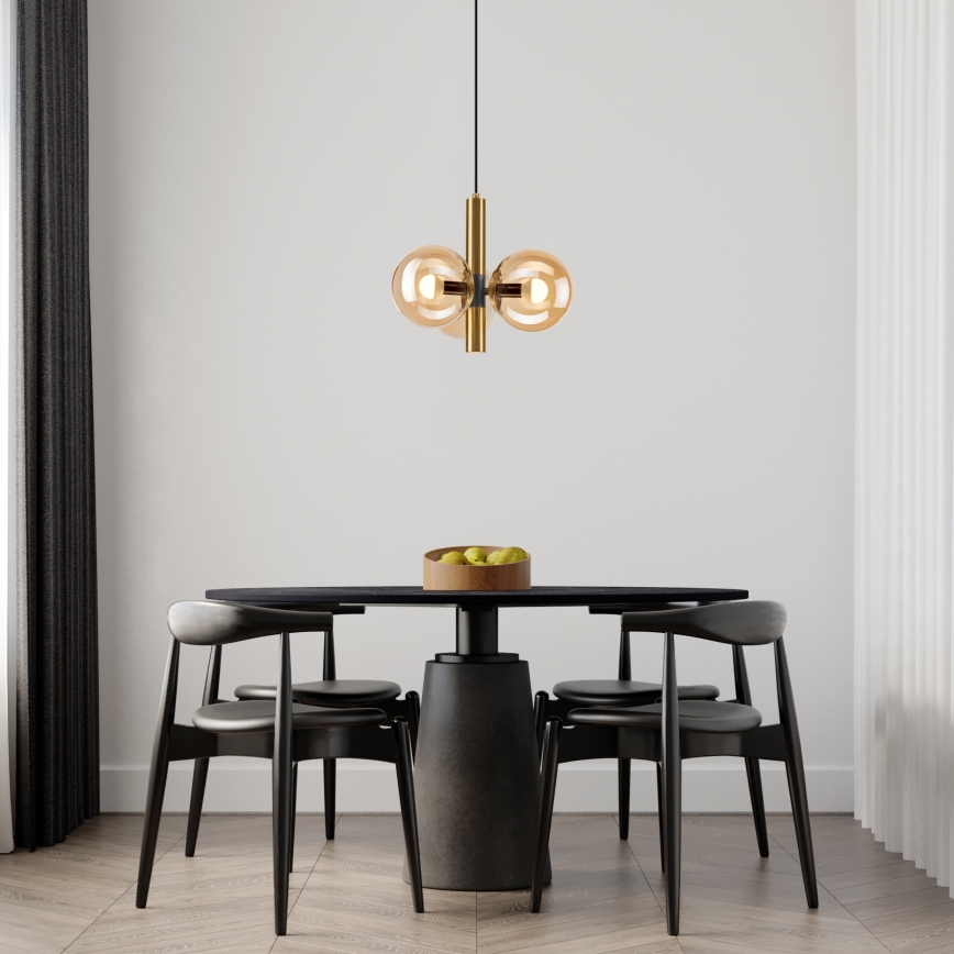 Hängeleuchte ROLLO 3xE14/5W/230V golden/rauchig beige