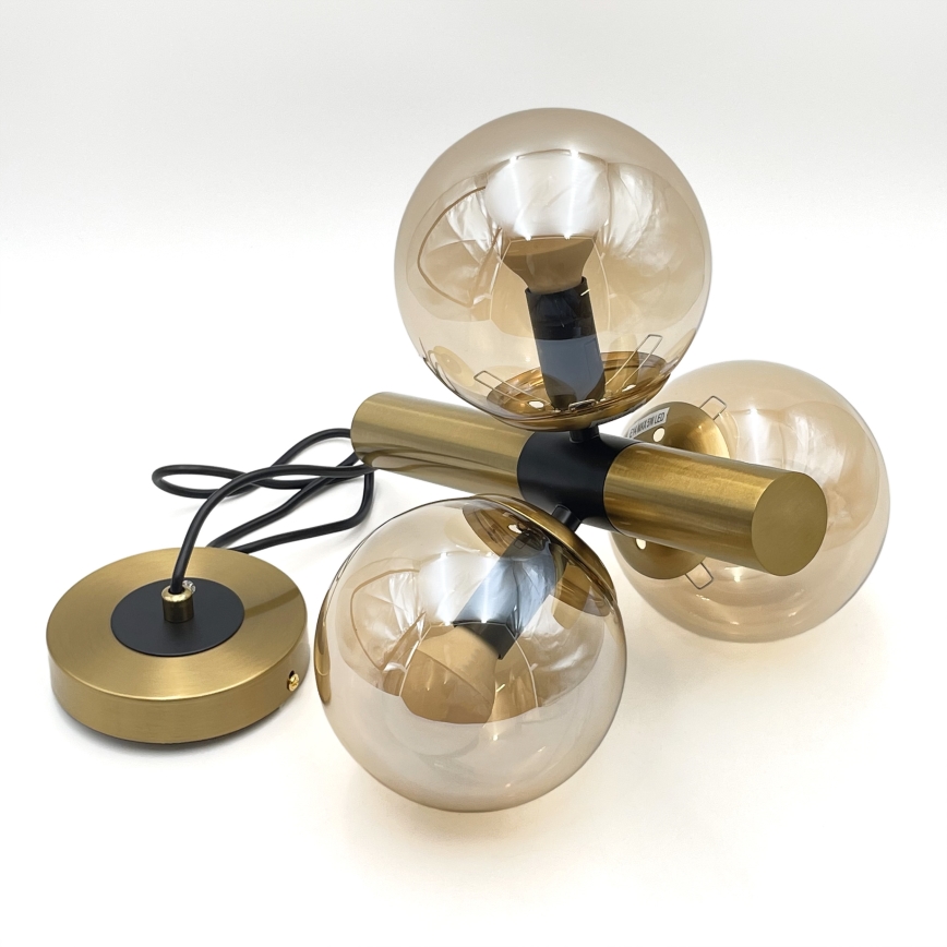 Hängeleuchte ROLLO 3xE14/5W/230V golden/rauchig beige