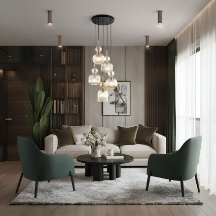 Hängeleuchte SOPHIA 5xE14/10W/230V schwarz/rauchbeige