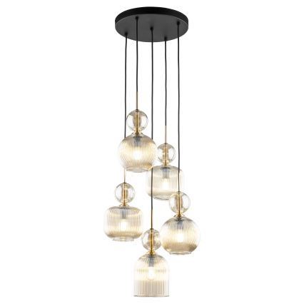 Hängeleuchte SOPHIA 5xE14/10W/230V schwarz/rauchbeige