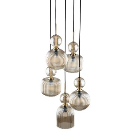 Hängeleuchte SOPHIA 5xE14/10W/230V schwarz/rauchbeige