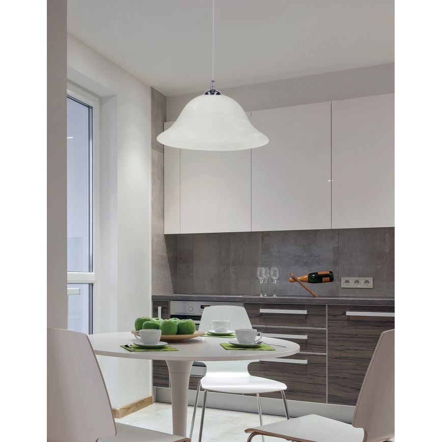 Hängeleuchte VERA 1xE27/60W/230V glänzendes Chrom/weiß