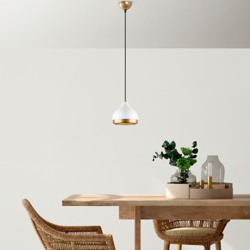 Hängeleuchte YILDO 1xE27/40W/230V weiß/golden