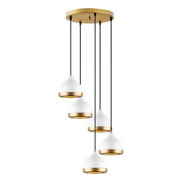Hängeleuchte YILDO 5xE27/40W/230V weiß/golden