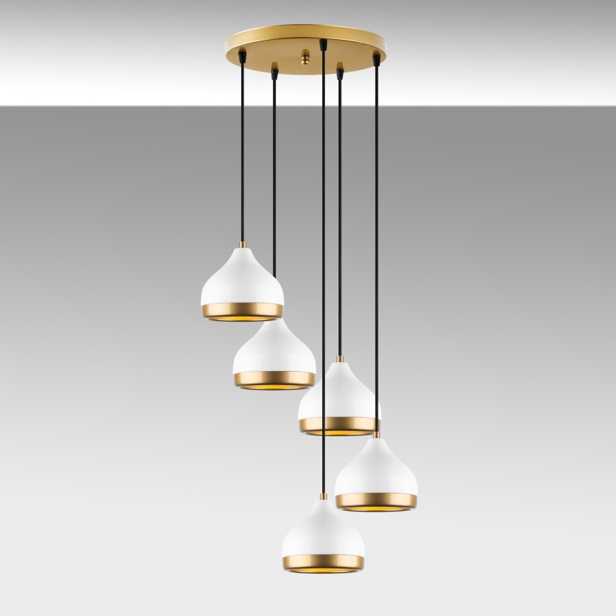 Hängeleuchte YILDO 5xE27/40W/230V weiß/golden