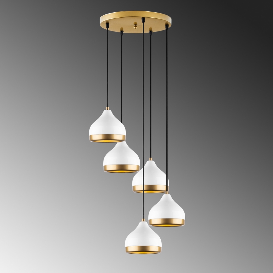 Hängeleuchte YILDO 5xE27/40W/230V weiß/golden