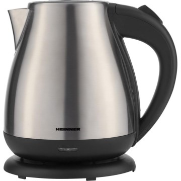 Heinner HEK-17IX - Schnellkochender Wasserkocher 1,7 l 2200 W/230 V mattchrom/schwarz