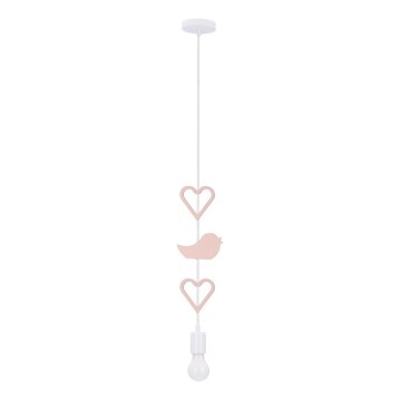 Herz-Lampen für Kinder in Pink/Weiß 1xE27/20W/230V