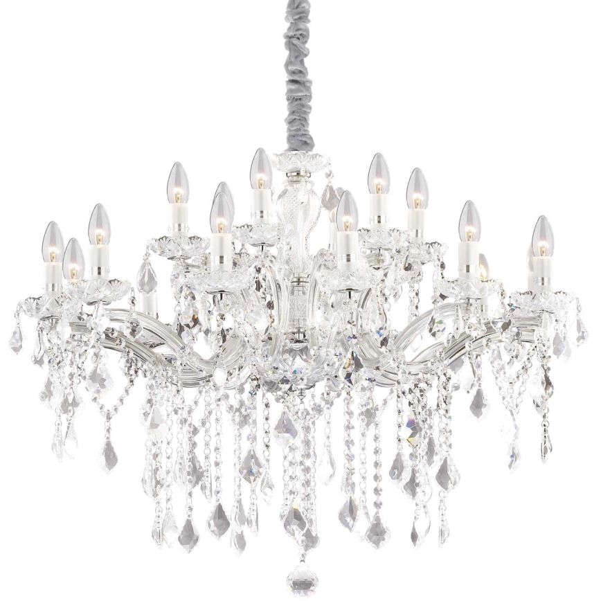 Ideal Lux - Kristall-Kronleuchter an Kette FLORIAN 18xE14/40W/230V d 86 cm klar