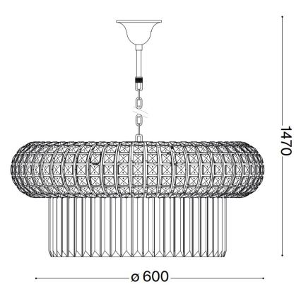 Ideal Lux - Kristall-Kronleuchter an Kette NABUCCO 12xE14/40W/230V d 60 cm golden