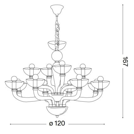 Ideal Lux - Kronleuchter an Kette CASANOVA 16xE14/40W/230V d 120 cm grau