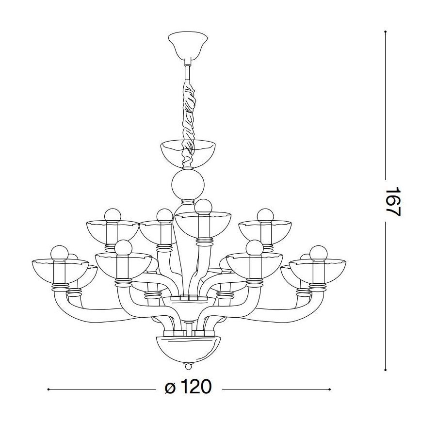 Ideal Lux - Kronleuchter an Kette CASANOVA 16xE14/40W/230V d 120 cm weiß