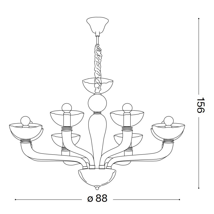 Ideal Lux - Kronleuchter an Kette CASANOVA 8xE14/40W/230V d 88 cm grau