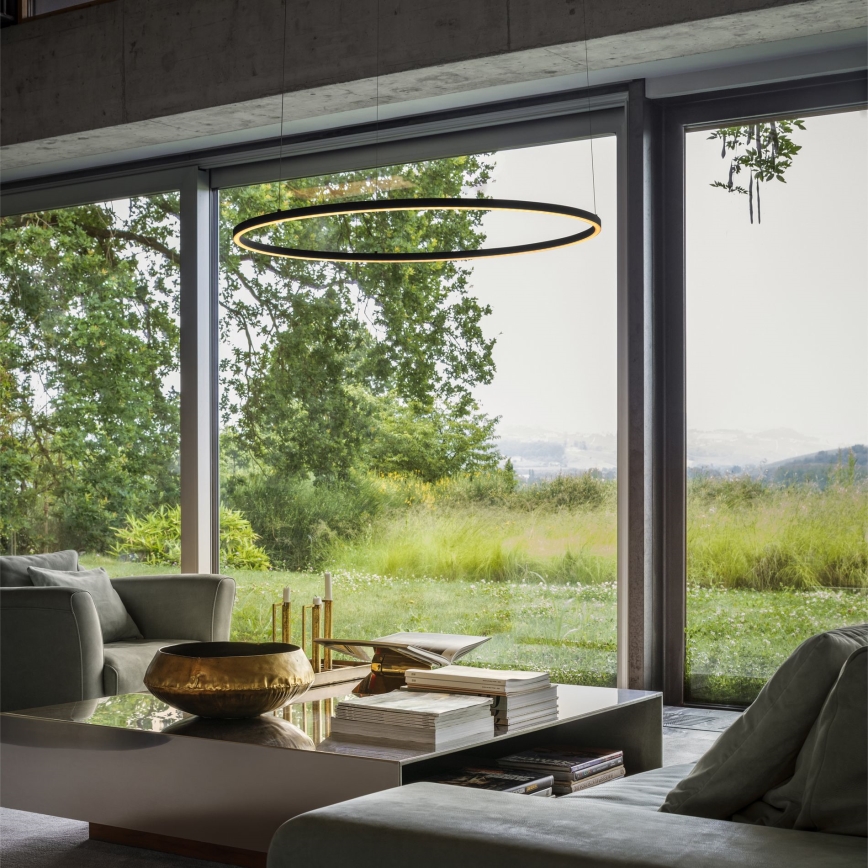 Ideal Lux - LED-Pendelleuchte an Kabel ORACLE SLIM LED/83W/230V 2700K CRI 90 Ø 150 cm schwarz