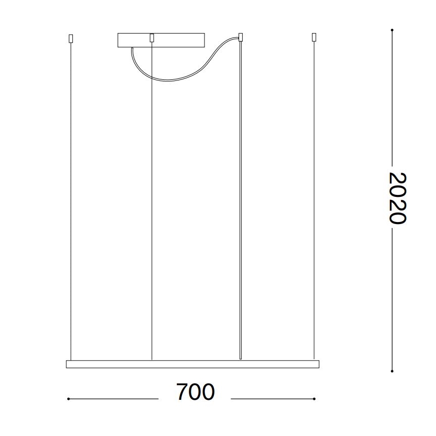 Ideal Lux - LED-Pendelleuchte mit Kabelaufhängung ORACLE SLIM LED/44W/230V 3000K CRI 90 70x70 cm schwarz