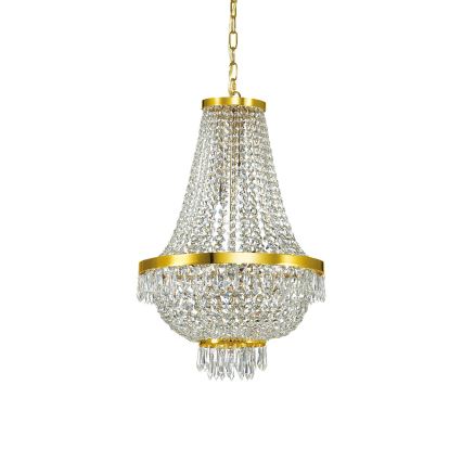Ideal Lux - LED-Kristallkronleuchter an Kette CAESAR 9xG9/3W/230V Ø 45 cm goldfarben