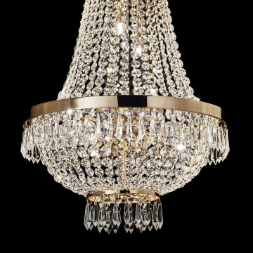 Ideal Lux - LED-Kristallkronleuchter mit Kette CAESAR 12xG9/3W/230V Durchmesser 55 cm, goldfarben