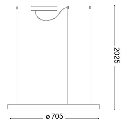 Ideal Lux - LED-Pendelleuchte mit Seilaufhängung ORACLE SLIM LED/37W/230V 3000K CRI 90 Ø 70 cm gold