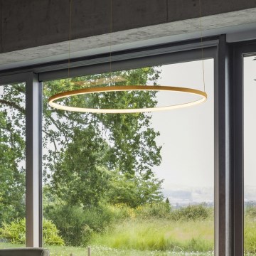 Ideal Lux - LED-Pendelleuchte mit Seilaufhängung ORACLE SLIM LED/83W/230V 3000K CRI 90 Ø 150 cm goldfarben