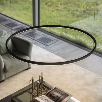 Ideal Lux - LED-Pendelleuchte mit Seilaufhängung ORACLE LED/83W/230V 3000K CRI 90 Ø 150 cm schwarz