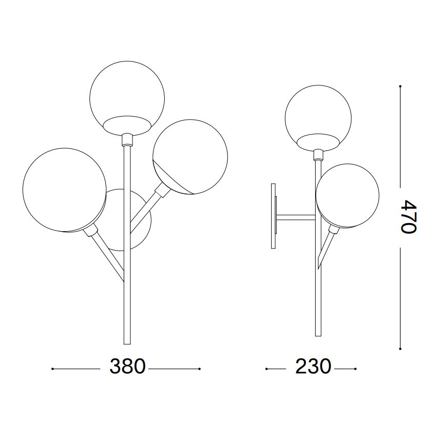 Ideal Lux - Wandleuchte KEPLER 3xE27/42W/230V schwarz/rauchig