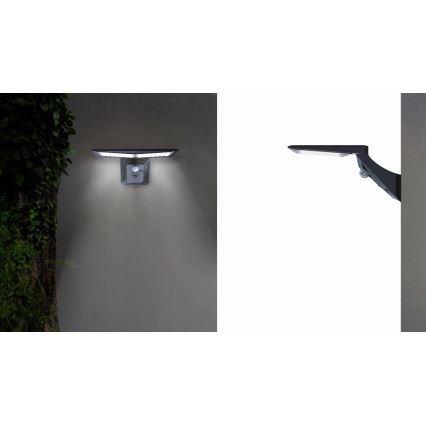 LED-Solarwandleuchte mit Sensor LED/2,6W/5,5V IP65 1800 mAh schwarz