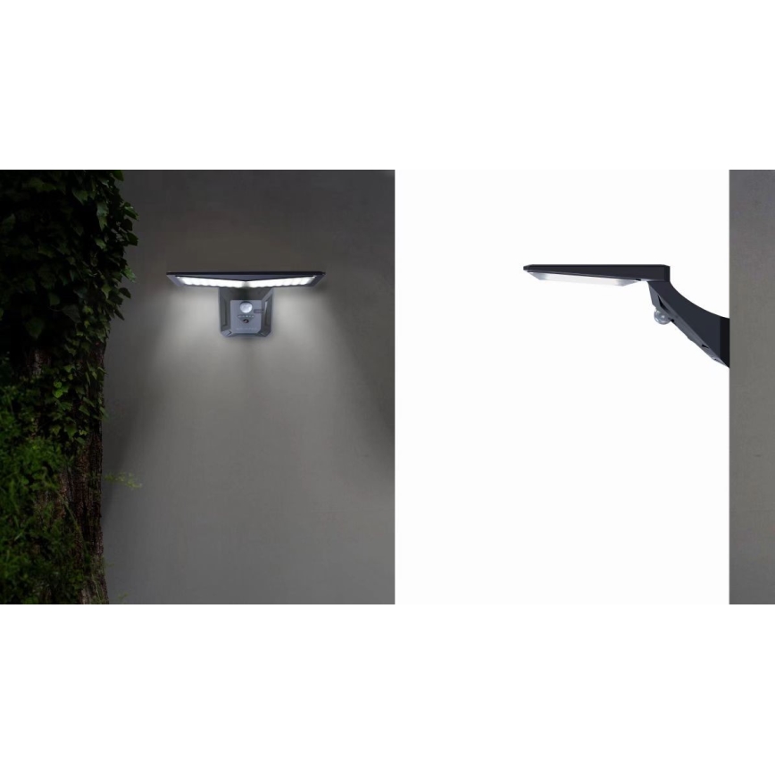 LED-Solarwandleuchte mit Sensor LED/2,6W/5,5V IP65 1800 mAh schwarz