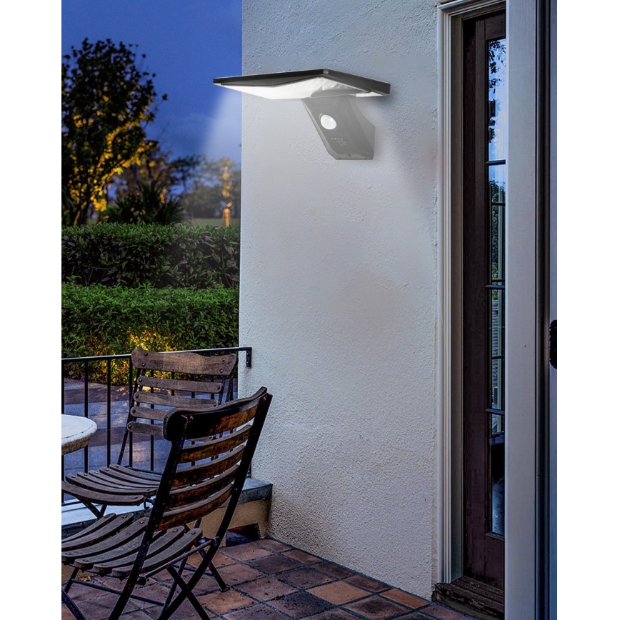 LED-Solarwandleuchte mit Sensor LED/2,6W/5,5V IP65 1800 mAh schwarz
