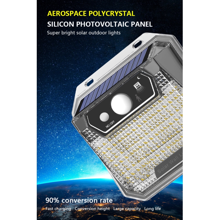 LED-Solarwandleuchte mit Sensor LED/3W/5,5V IP65 1200 mAh