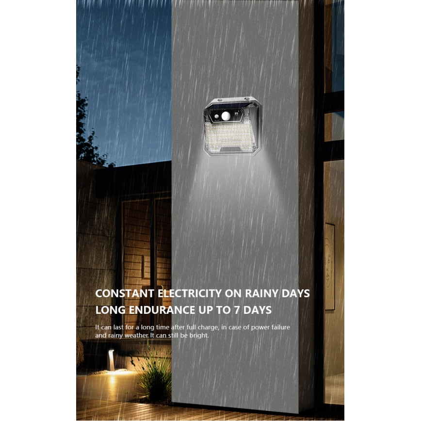 LED-Solarwandleuchte mit Sensor LED/3W/5,5V IP65 1200 mAh