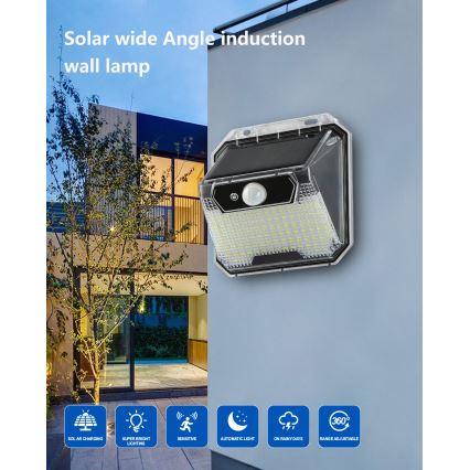 LED-Solarwandleuchte mit Sensor LED/3W/5,5V IP65 1200 mAh