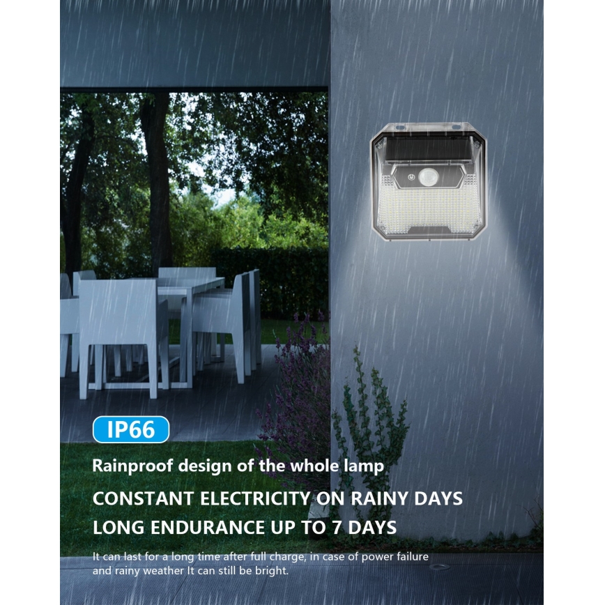 LED-Solarwandleuchte mit Sensor LED/3W/5,5V IP65 1200 mAh