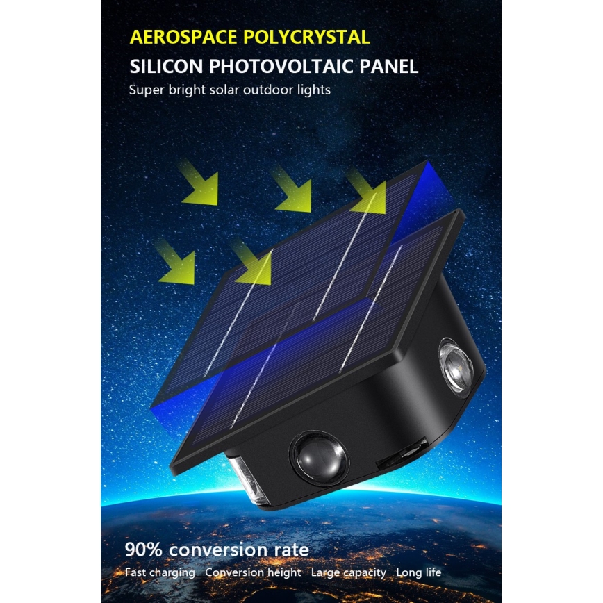 LED-Solarwandleuchte mit Sensor LED/2W/5V IP54 1300 mAh