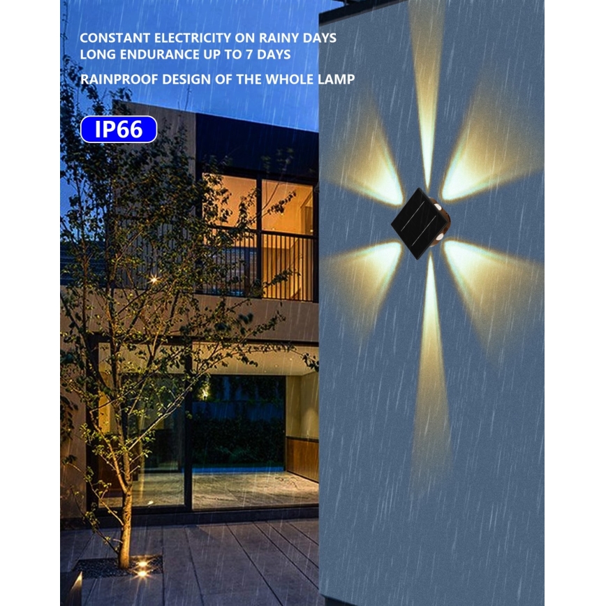 LED-Solarwandleuchte mit Sensor LED/2W/5V IP54 1300 mAh