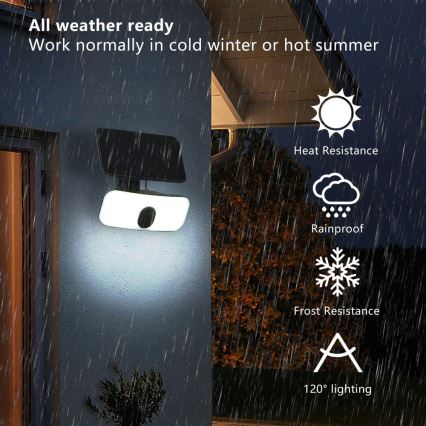 LED-Solarwandleuchte mit Sensor LED/13W/3,7V 4000K IP65 400 mAh