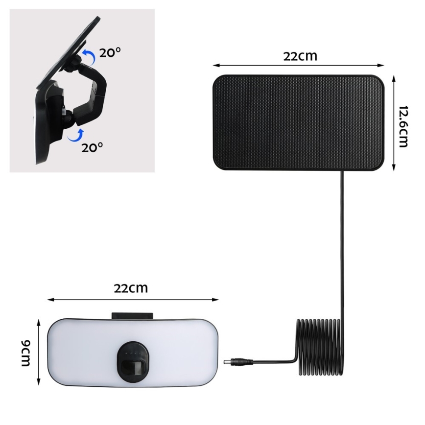 LED-Solarwandleuchte mit Sensor LED/13W/3,7V 4000K IP65 400 mAh