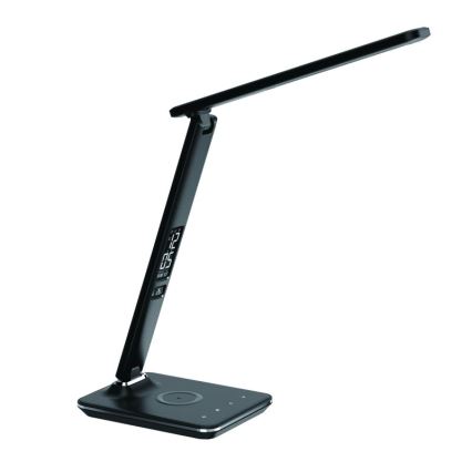 Dimmbare LED-Tischlampe mit kabelloser QI- und USB-Ladung KINGFISHER LED/8,5W/230V schwarz