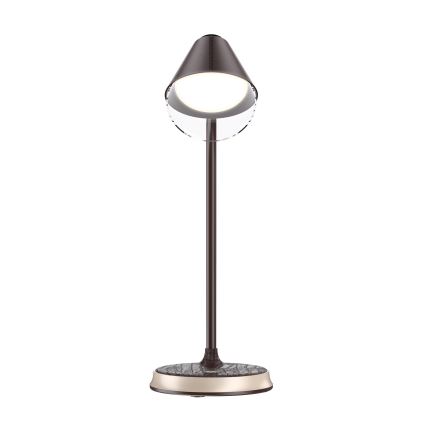 LED dimmbare Tischlampe mit kabelloser Ladefunktion FINCH LED/9W/12/230V braun/gold