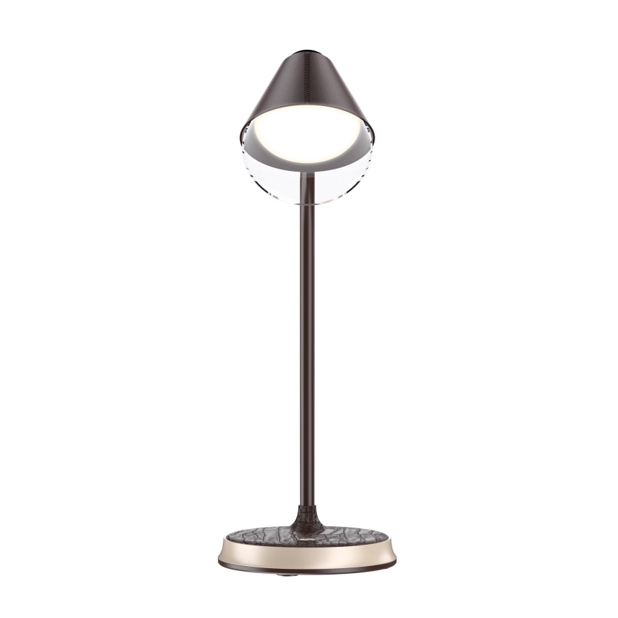 LED dimmbare Tischlampe mit kabelloser Ladefunktion FINCH LED/9W/12/230V braun/gold