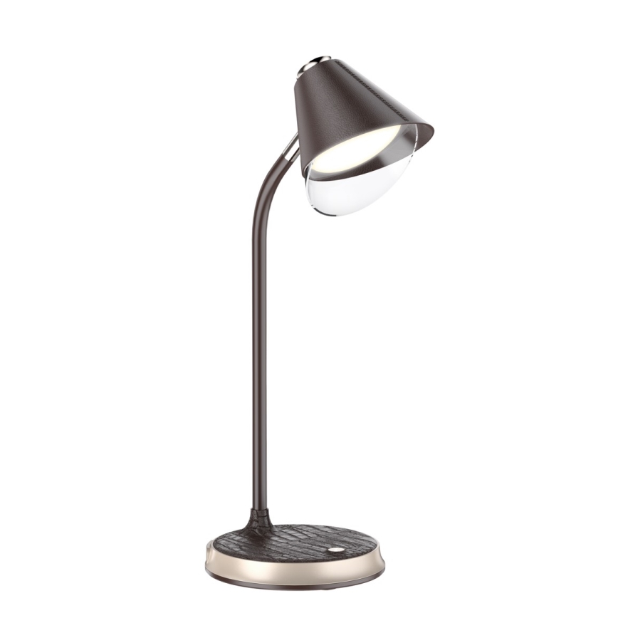 LED dimmbare Tischlampe mit kabelloser Ladefunktion FINCH LED/9W/12/230V braun/gold
