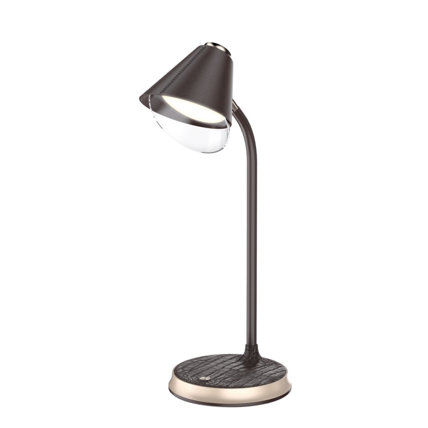 LED dimmbare Tischlampe mit kabelloser Ladefunktion FINCH LED/9W/12/230V braun/gold