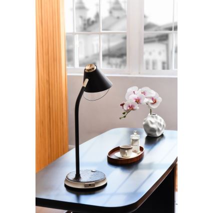 LED dimmbare Tischlampe mit kabelloser Ladefunktion FINCH LED/9W/12/230V grau/glänzender Chrom
