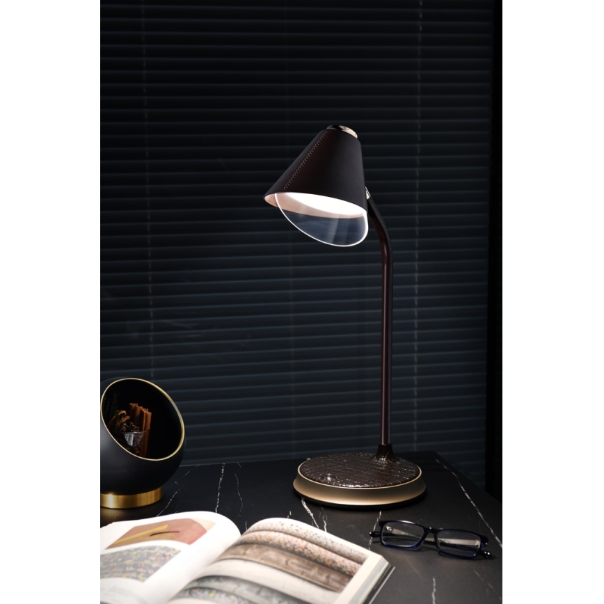 LED dimmbare Tischlampe mit kabelloser Ladefunktion FINCH LED/9W/12/230V grau/glänzender Chrom