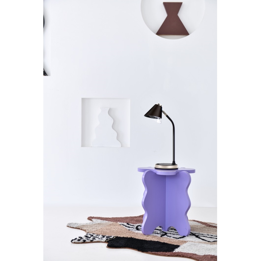 LED dimmbare Tischlampe mit kabelloser Ladefunktion FINCH LED/9W/12/230V grau/glänzender Chrom