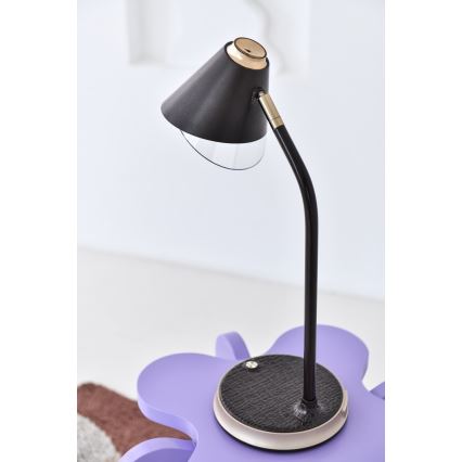 LED dimmbare Tischlampe mit kabelloser Ladefunktion FINCH LED/9W/12/230V grau/glänzender Chrom