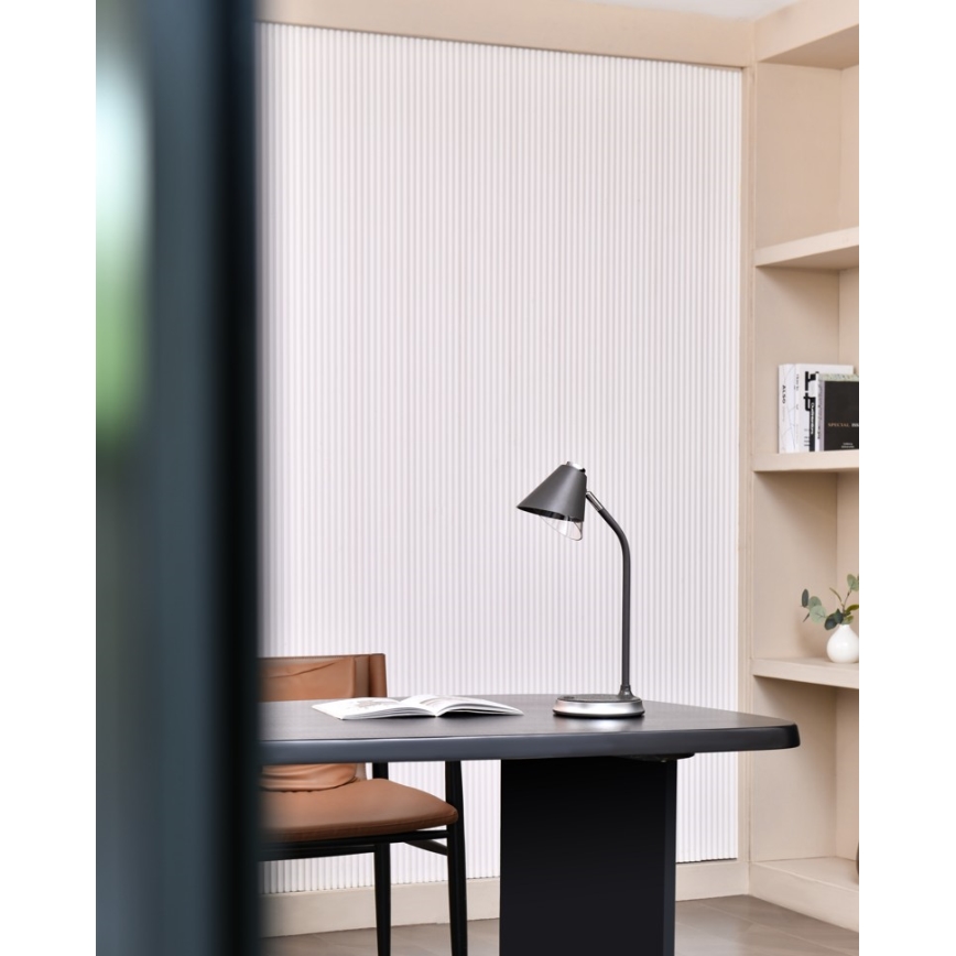 LED dimmbare Tischlampe mit kabelloser Ladefunktion FINCH LED/9W/12/230V grau/glänzender Chrom