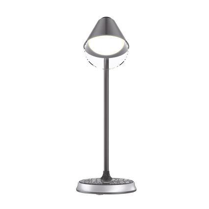 LED dimmbare Tischlampe mit kabelloser Ladefunktion FINCH LED/9W/12/230V grau/glänzender Chrom